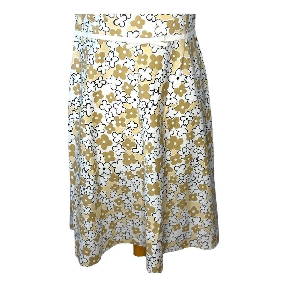 Yves Cossette Depeche Mode Floral Sheath‎ Dress Womens 8 Yellow Mod Retro Bow - Picture 4 of 9